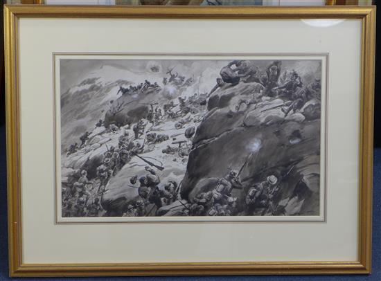 George Soper (1870-1942) The Onslaught, 11.25 x 18.5in.